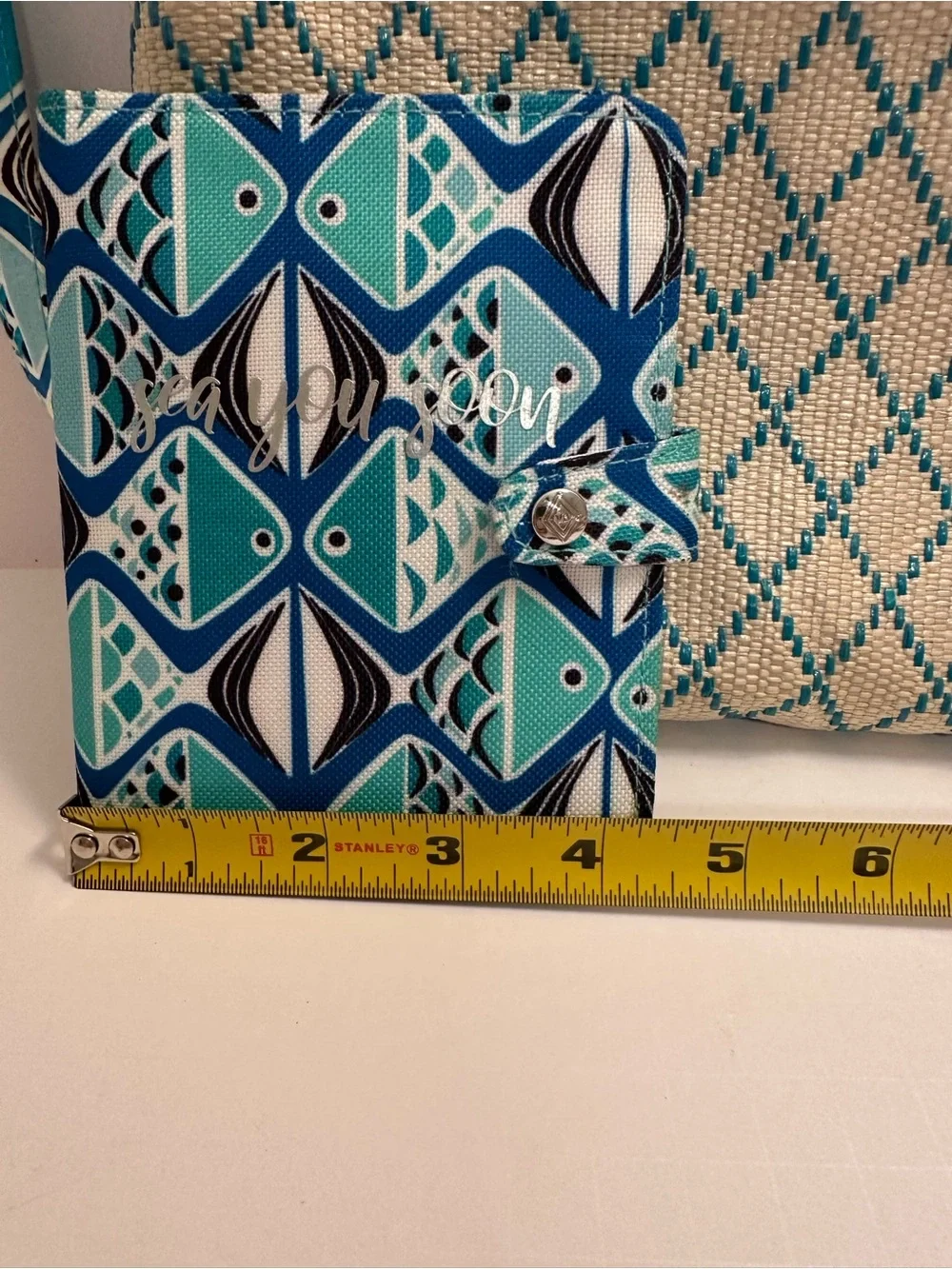 Vera Bradley Blue Teal Patterned Fish Crossbody Bag with Matching Wallet